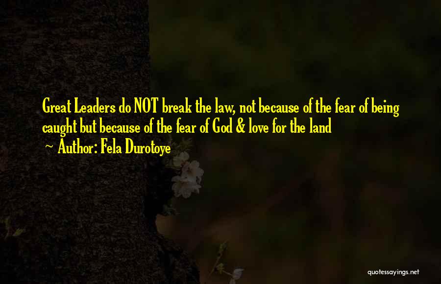 Fela Durotoye Quotes: Great Leaders Do Not Break The Law, Not Because Of The Fear Of Being Caught But Because Of The Fear