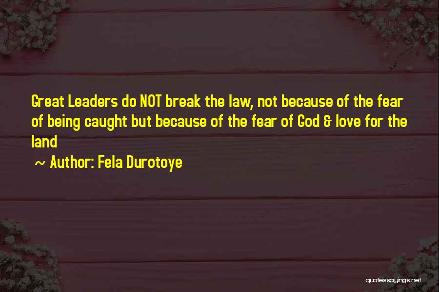 Fela Durotoye Quotes: Great Leaders Do Not Break The Law, Not Because Of The Fear Of Being Caught But Because Of The Fear