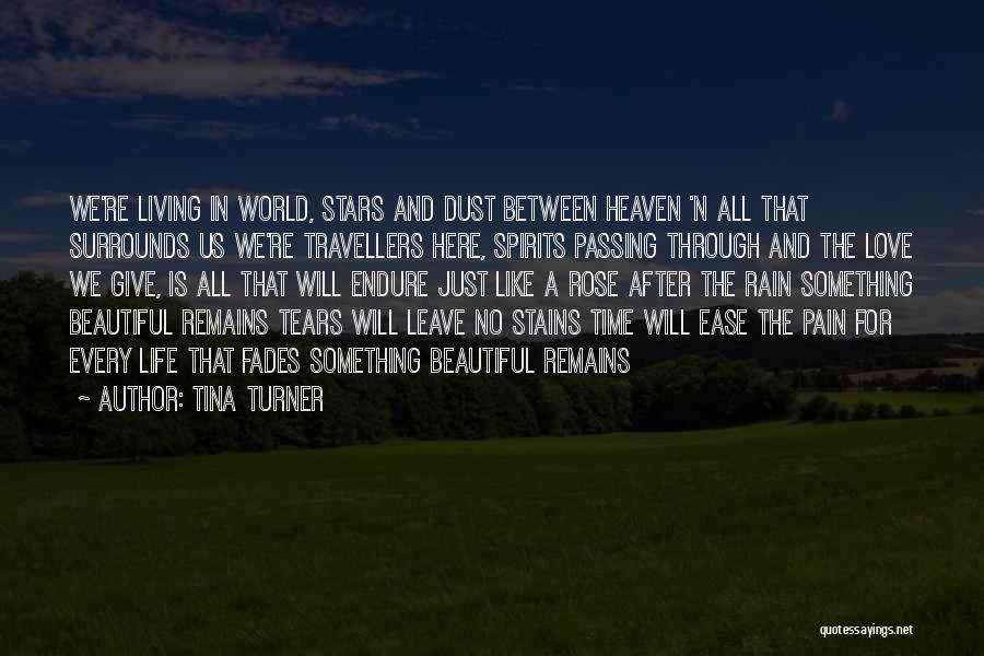 Tina Turner Quotes: We're Living In World, Stars And Dust Between Heaven 'n All That Surrounds Us We're Travellers Here, Spirits Passing Through