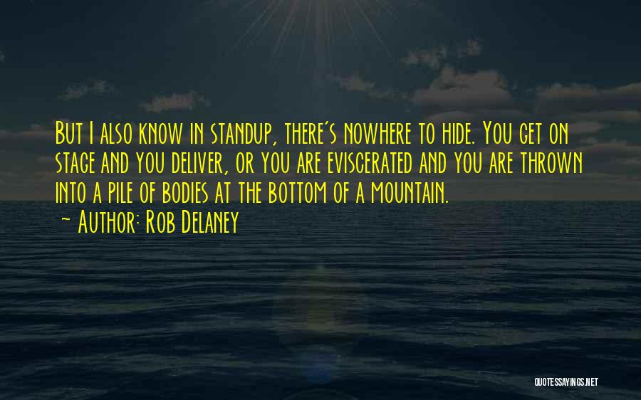 Rob Delaney Quotes: But I Also Know In Standup, There's Nowhere To Hide. You Get On Stage And You Deliver, Or You Are