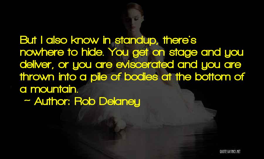 Rob Delaney Quotes: But I Also Know In Standup, There's Nowhere To Hide. You Get On Stage And You Deliver, Or You Are