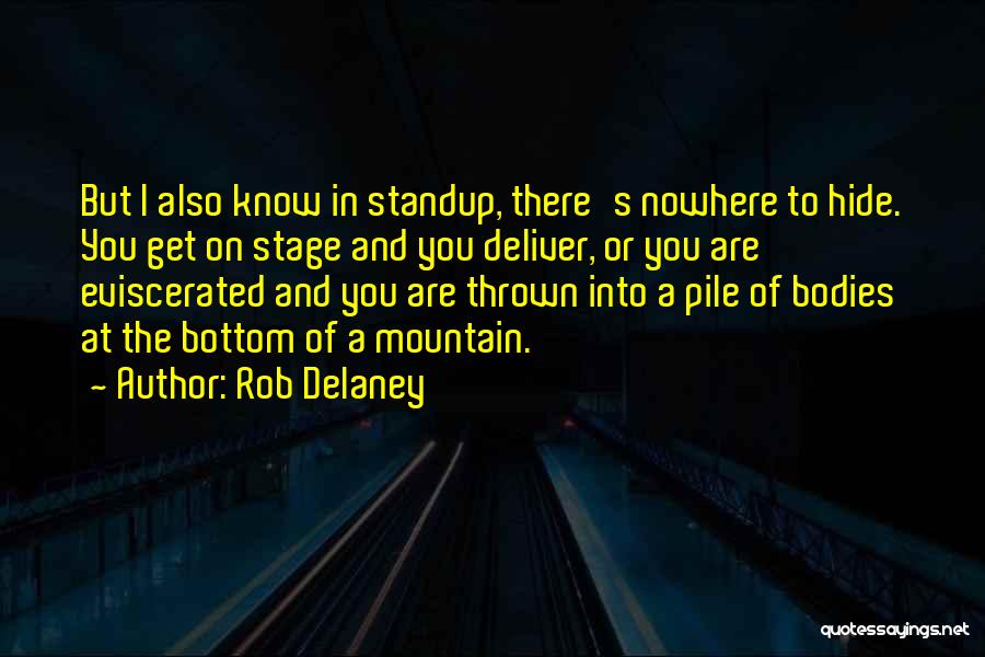 Rob Delaney Quotes: But I Also Know In Standup, There's Nowhere To Hide. You Get On Stage And You Deliver, Or You Are