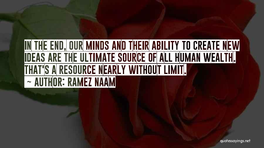 Ramez Naam Quotes: In The End, Our Minds And Their Ability To Create New Ideas Are The Ultimate Source Of All Human Wealth.