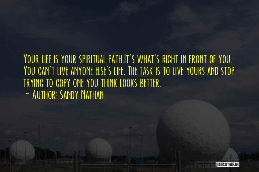 Sandy Nathan Quotes: Your Life Is Your Spiritual Path.it's What's Right In Front Of You. You Can't Live Anyone Else's Life. The Task