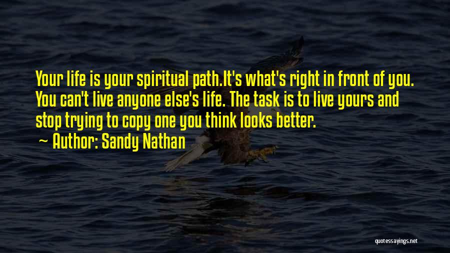 Sandy Nathan Quotes: Your Life Is Your Spiritual Path.it's What's Right In Front Of You. You Can't Live Anyone Else's Life. The Task