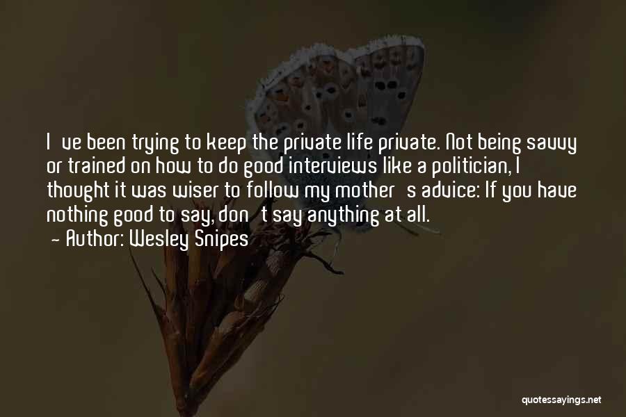 Wesley Snipes Quotes: I've Been Trying To Keep The Private Life Private. Not Being Savvy Or Trained On How To Do Good Interviews