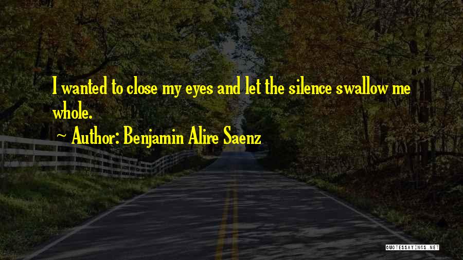 Benjamin Alire Saenz Quotes: I Wanted To Close My Eyes And Let The Silence Swallow Me Whole.