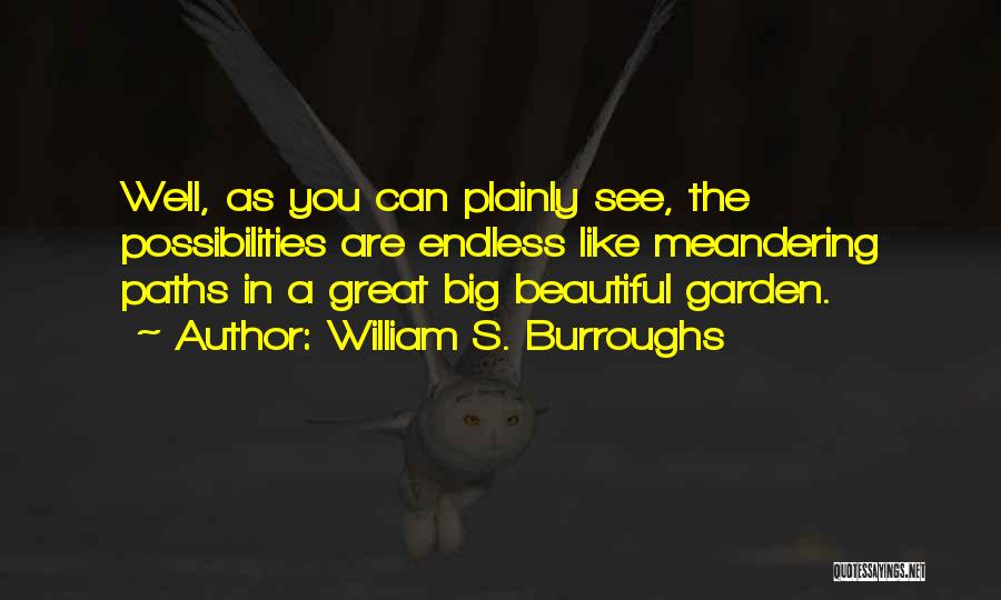William S. Burroughs Quotes: Well, As You Can Plainly See, The Possibilities Are Endless Like Meandering Paths In A Great Big Beautiful Garden.