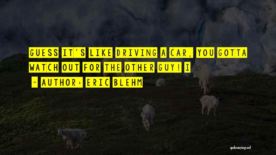 Eric Blehm Quotes: Guess It's Like Driving A Car, You Gotta Watch Out For The Other Guy! I
