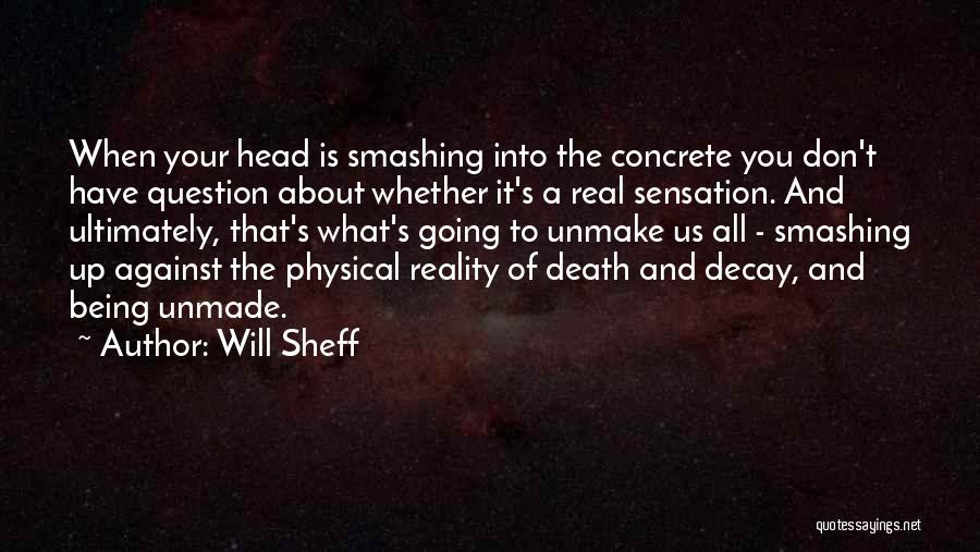 Will Sheff Quotes: When Your Head Is Smashing Into The Concrete You Don't Have Question About Whether It's A Real Sensation. And Ultimately,