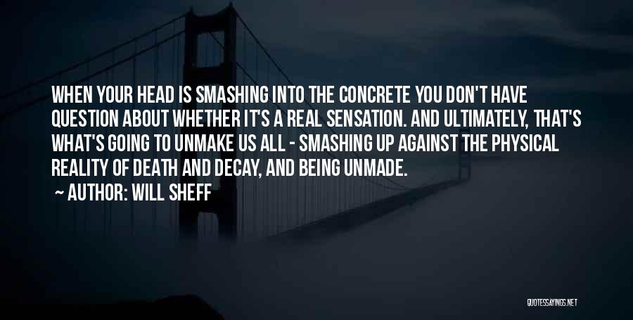 Will Sheff Quotes: When Your Head Is Smashing Into The Concrete You Don't Have Question About Whether It's A Real Sensation. And Ultimately,