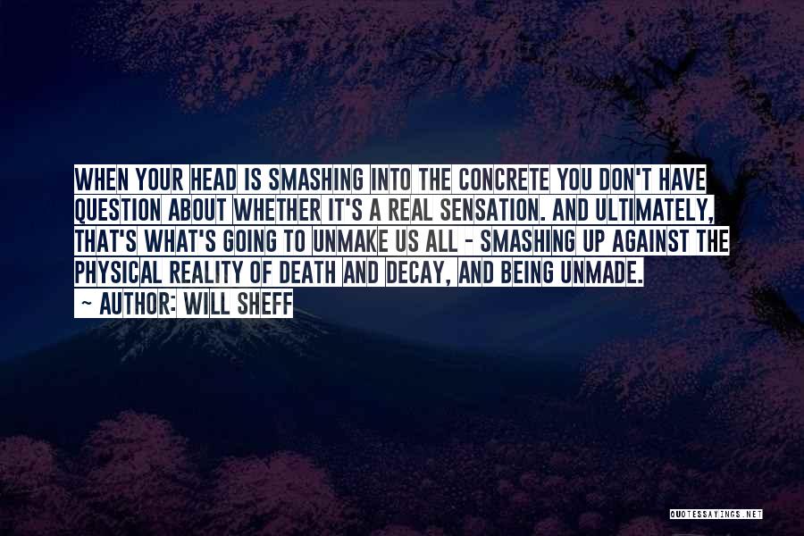 Will Sheff Quotes: When Your Head Is Smashing Into The Concrete You Don't Have Question About Whether It's A Real Sensation. And Ultimately,