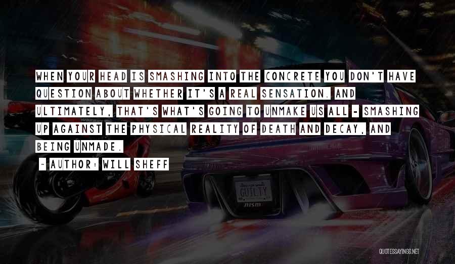 Will Sheff Quotes: When Your Head Is Smashing Into The Concrete You Don't Have Question About Whether It's A Real Sensation. And Ultimately,