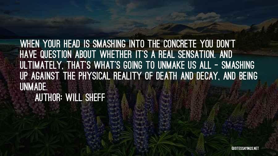 Will Sheff Quotes: When Your Head Is Smashing Into The Concrete You Don't Have Question About Whether It's A Real Sensation. And Ultimately,