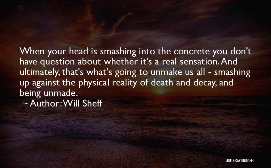 Will Sheff Quotes: When Your Head Is Smashing Into The Concrete You Don't Have Question About Whether It's A Real Sensation. And Ultimately,