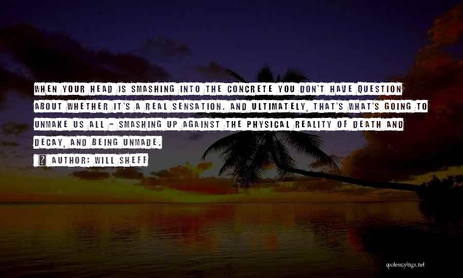 Will Sheff Quotes: When Your Head Is Smashing Into The Concrete You Don't Have Question About Whether It's A Real Sensation. And Ultimately,