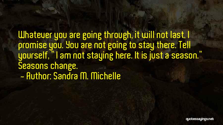 Sandra M. Michelle Quotes: Whatever You Are Going Through, It Will Not Last. I Promise You. You Are Not Going To Stay There. Tell