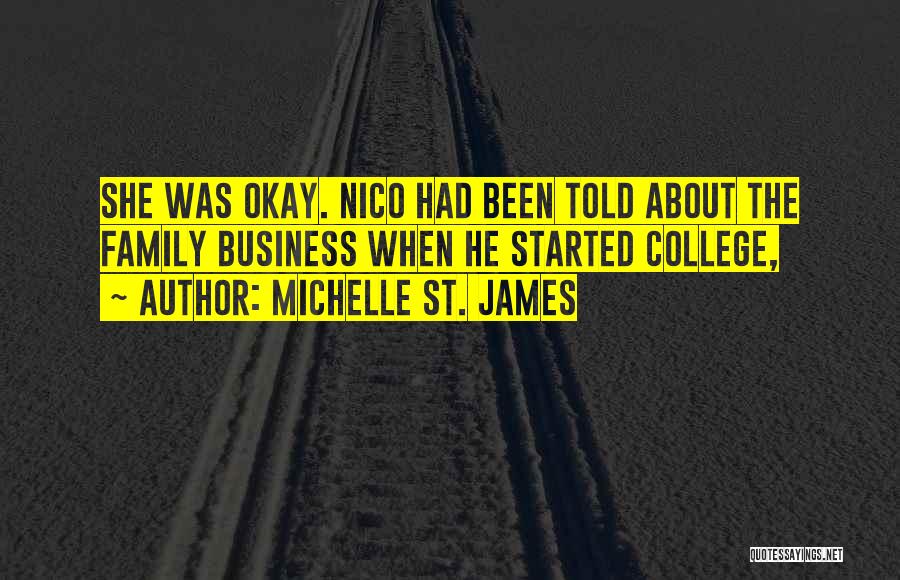 Michelle St. James Quotes: She Was Okay. Nico Had Been Told About The Family Business When He Started College,
