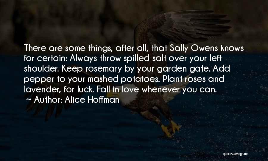 Alice Hoffman Quotes: There Are Some Things, After All, That Sally Owens Knows For Certain: Always Throw Spilled Salt Over Your Left Shoulder.