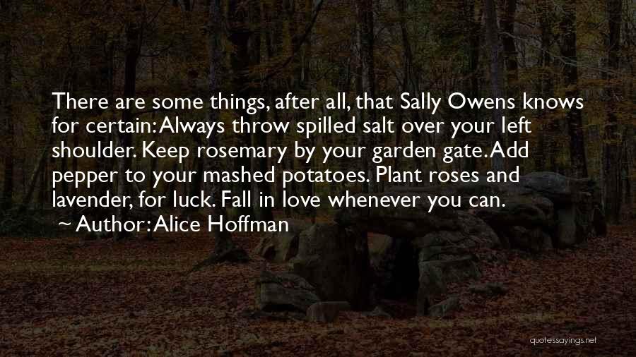 Alice Hoffman Quotes: There Are Some Things, After All, That Sally Owens Knows For Certain: Always Throw Spilled Salt Over Your Left Shoulder.