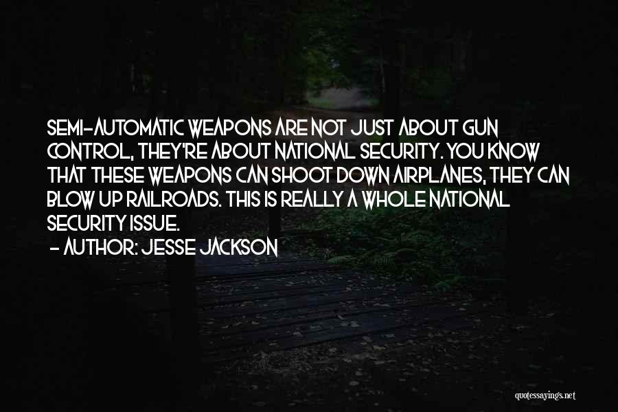 Jesse Jackson Quotes: Semi-automatic Weapons Are Not Just About Gun Control, They're About National Security. You Know That These Weapons Can Shoot Down