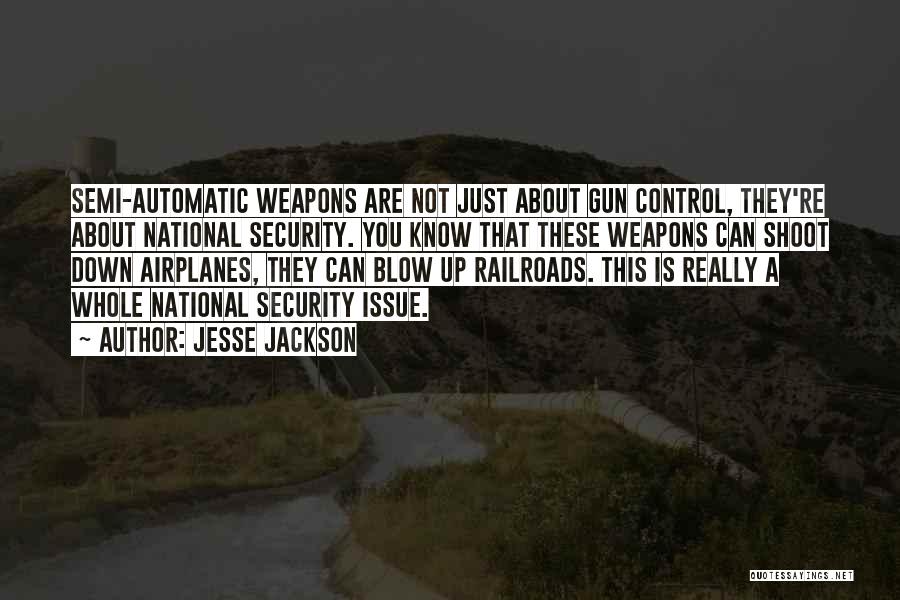 Jesse Jackson Quotes: Semi-automatic Weapons Are Not Just About Gun Control, They're About National Security. You Know That These Weapons Can Shoot Down