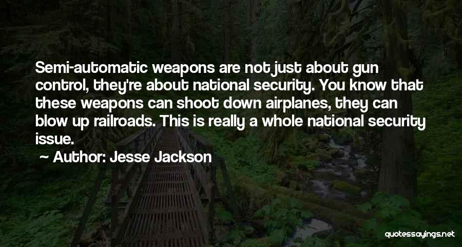 Jesse Jackson Quotes: Semi-automatic Weapons Are Not Just About Gun Control, They're About National Security. You Know That These Weapons Can Shoot Down