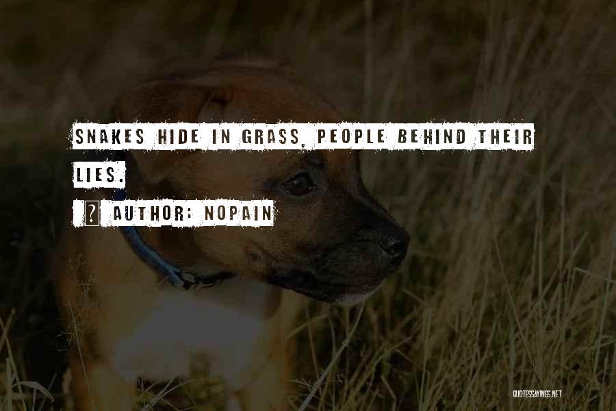 Nopain Quotes: Snakes Hide In Grass, People Behind Their Lies.