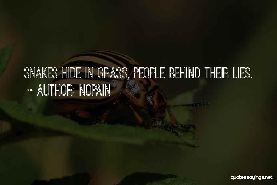 Nopain Quotes: Snakes Hide In Grass, People Behind Their Lies.