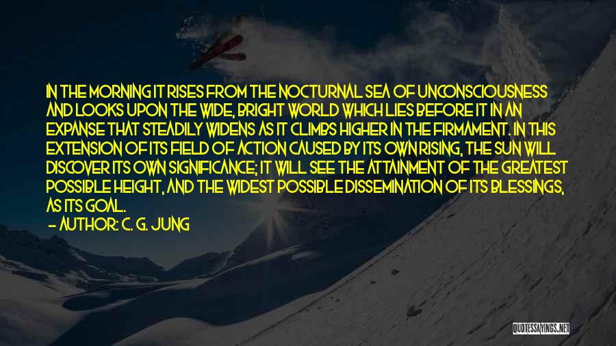 C. G. Jung Quotes: In The Morning It Rises From The Nocturnal Sea Of Unconsciousness And Looks Upon The Wide, Bright World Which Lies