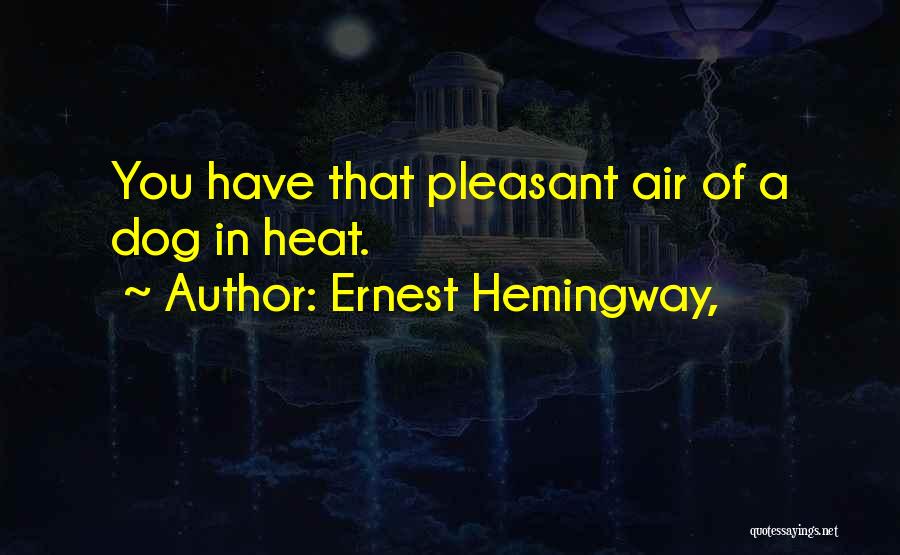 Ernest Hemingway, Quotes: You Have That Pleasant Air Of A Dog In Heat.
