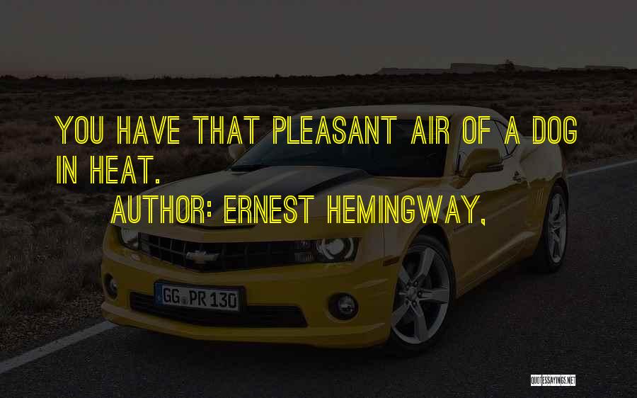 Ernest Hemingway, Quotes: You Have That Pleasant Air Of A Dog In Heat.