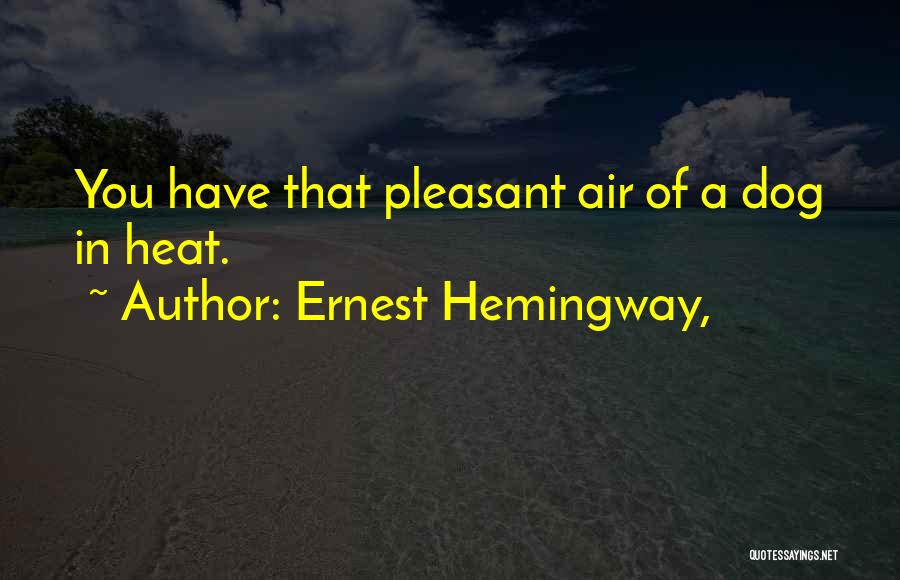 Ernest Hemingway, Quotes: You Have That Pleasant Air Of A Dog In Heat.
