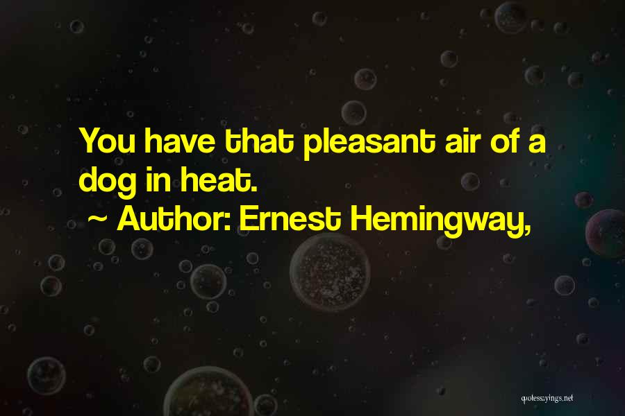 Ernest Hemingway, Quotes: You Have That Pleasant Air Of A Dog In Heat.