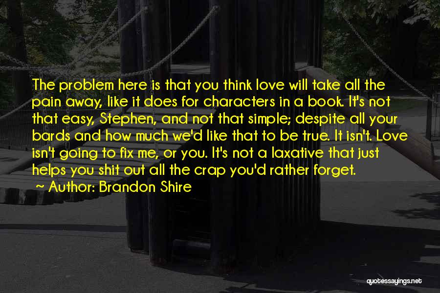 Brandon Shire Quotes: The Problem Here Is That You Think Love Will Take All The Pain Away, Like It Does For Characters In