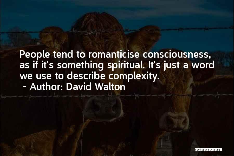 David Walton Quotes: People Tend To Romanticise Consciousness, As If It's Something Spiritual. It's Just A Word We Use To Describe Complexity.