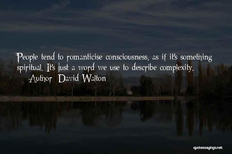 David Walton Quotes: People Tend To Romanticise Consciousness, As If It's Something Spiritual. It's Just A Word We Use To Describe Complexity.