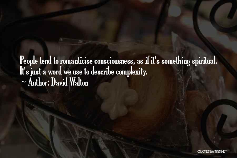 David Walton Quotes: People Tend To Romanticise Consciousness, As If It's Something Spiritual. It's Just A Word We Use To Describe Complexity.