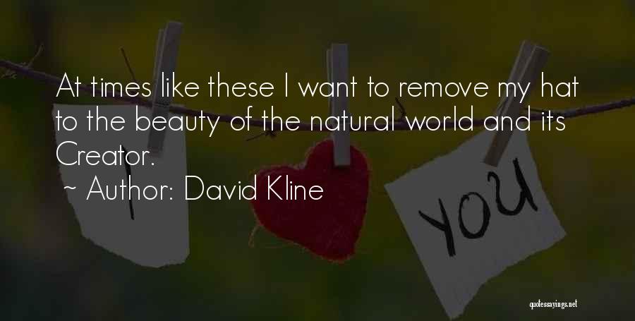 David Kline Quotes: At Times Like These I Want To Remove My Hat To The Beauty Of The Natural World And Its Creator.
