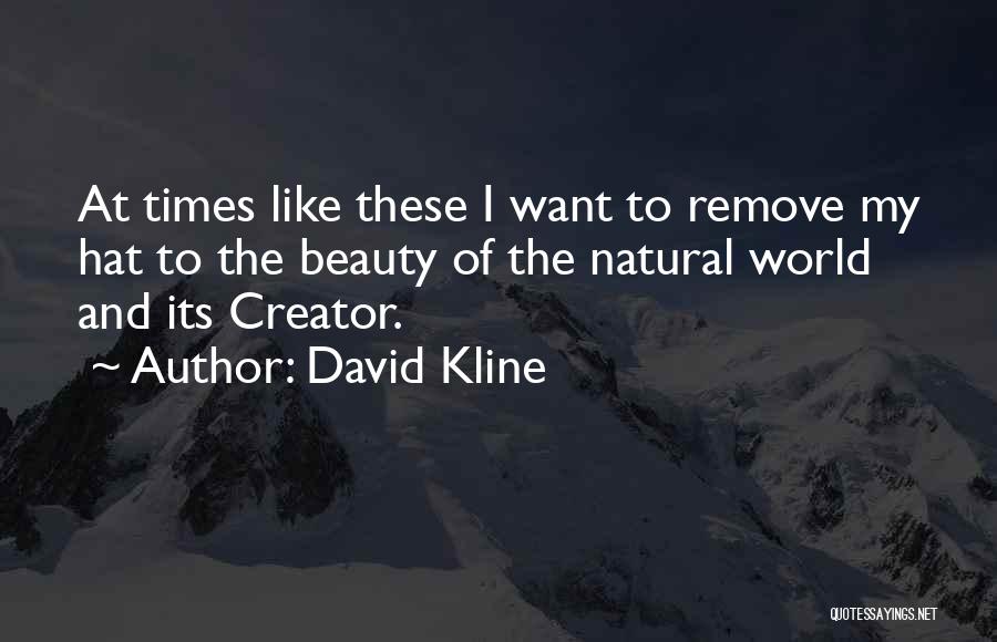 David Kline Quotes: At Times Like These I Want To Remove My Hat To The Beauty Of The Natural World And Its Creator.
