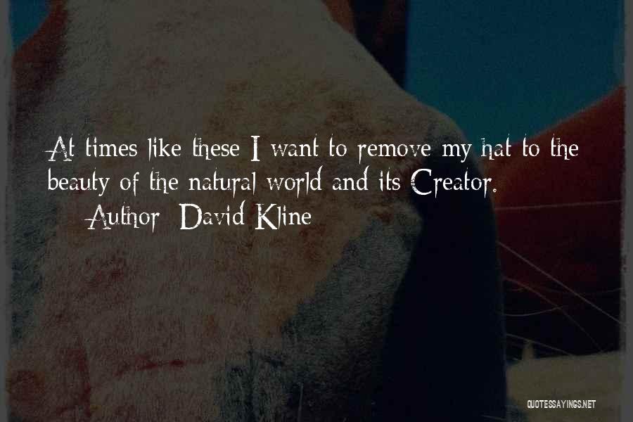 David Kline Quotes: At Times Like These I Want To Remove My Hat To The Beauty Of The Natural World And Its Creator.