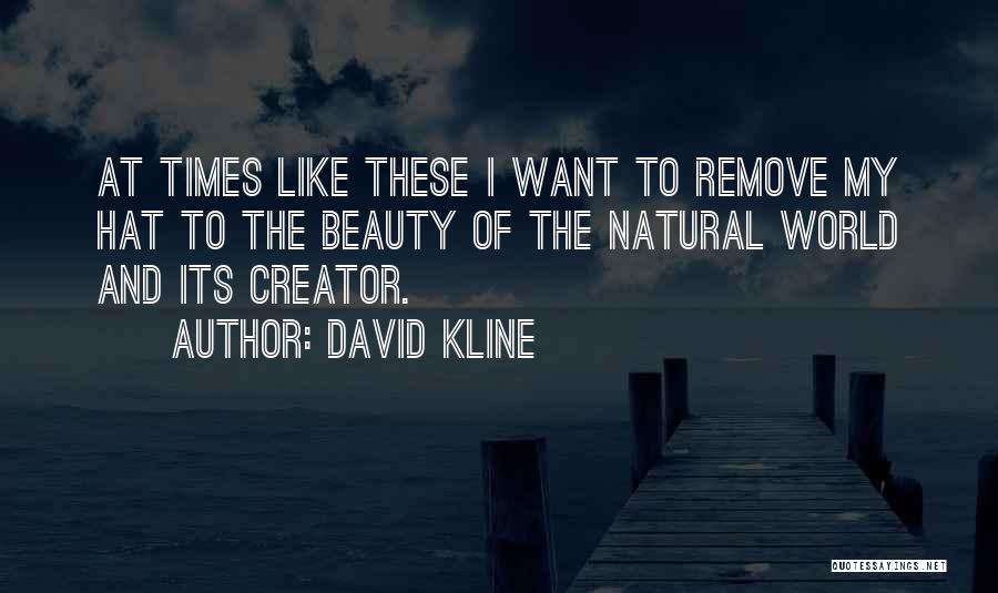 David Kline Quotes: At Times Like These I Want To Remove My Hat To The Beauty Of The Natural World And Its Creator.