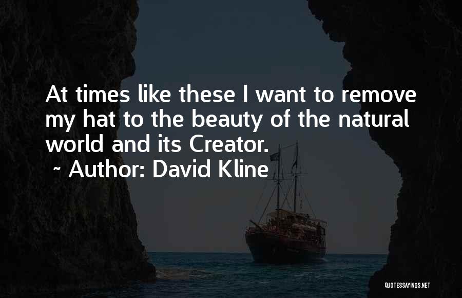 David Kline Quotes: At Times Like These I Want To Remove My Hat To The Beauty Of The Natural World And Its Creator.