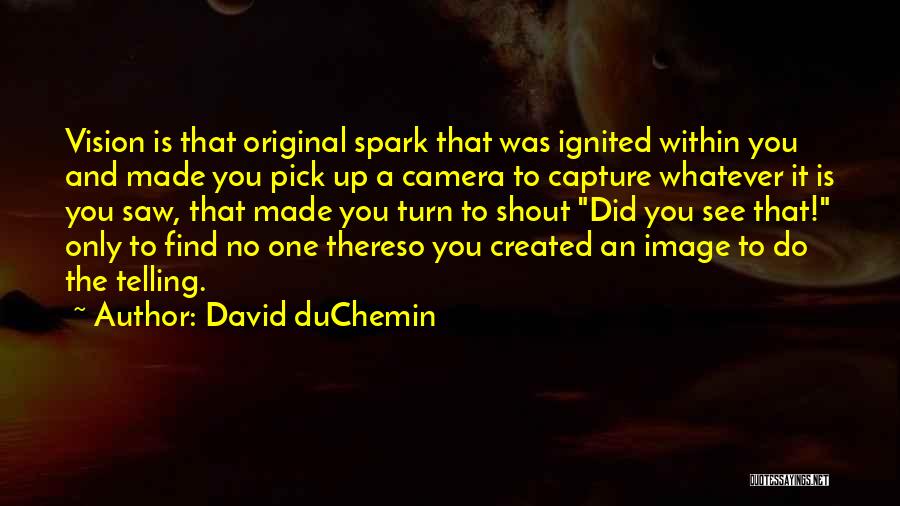 David DuChemin Quotes: Vision Is That Original Spark That Was Ignited Within You And Made You Pick Up A Camera To Capture Whatever