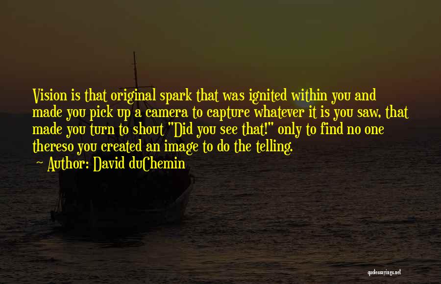 David DuChemin Quotes: Vision Is That Original Spark That Was Ignited Within You And Made You Pick Up A Camera To Capture Whatever