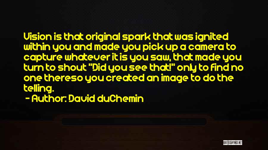 David DuChemin Quotes: Vision Is That Original Spark That Was Ignited Within You And Made You Pick Up A Camera To Capture Whatever