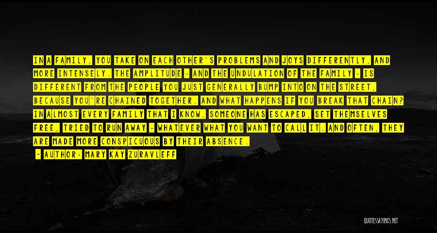 Mary Kay Zuravleff Quotes: In A Family, You Take On Each Other's Problems And Joys Differently, And More Intensely. The Amplitude - And The