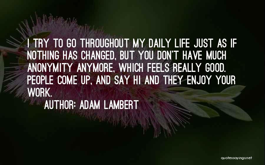 Adam Lambert Quotes: I Try To Go Throughout My Daily Life Just As If Nothing Has Changed, But You Don't Have Much Anonymity