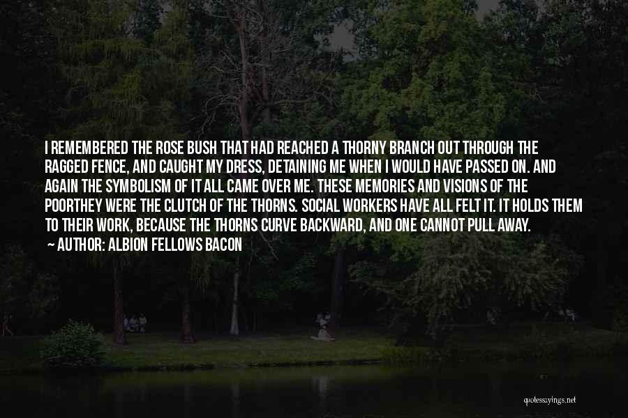 Albion Fellows Bacon Quotes: I Remembered The Rose Bush That Had Reached A Thorny Branch Out Through The Ragged Fence, And Caught My Dress,