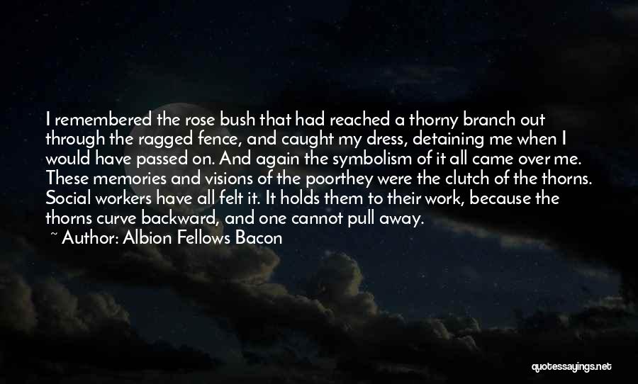 Albion Fellows Bacon Quotes: I Remembered The Rose Bush That Had Reached A Thorny Branch Out Through The Ragged Fence, And Caught My Dress,
